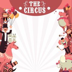Circus Monkey Horse Hippo Balloon Clown Photography Scenery Backdrop Circus Show Theme Banner IYC-018