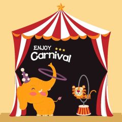 Carnival Elephant Lion Camp Photography Scenery Backdrop Circus Show Theme Banner IYC-019