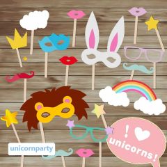 Unicorn Mask Rabbit Lion Glass Mouth Photography Scenery Backdrop Birthday Party Theme Banner IYC-021