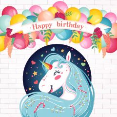 Birthday Balloon Horse Flower Photography Scenery Backdrop Birthday Party Theme Banner IYC-026