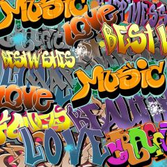 Graffiti Text Love Music Photography Scenery Backdrop Graffiti Theme Banner IYC-027