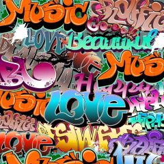 Graffiti Text Love Music Photography Scenery Backdrop Graffiti Theme Banner IYC-028