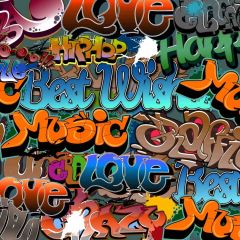 Graffiti Text Love Music Photography Scenery Backdrop Graffiti Theme Banner IYC-029
