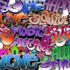 Graffiti Text Love Music Photography Scenery Backdrop Graffiti Theme Banner IYC-030