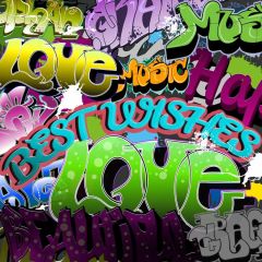 Graffiti Text Love Music Best Wishes Photography Scenery Backdrop Graffiti Theme Banner IYC-031