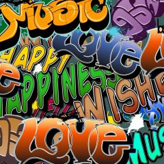 Graffiti Text Love Happyness Photography Scenery Backdrop Graffiti Theme Banner IYC-033