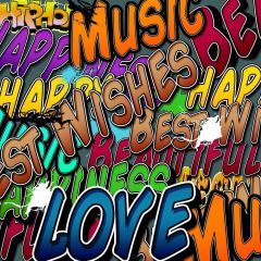 Graffiti Text Love Music Wishes Photography Scenery Backdrop Graffiti Theme Banner IYC-034