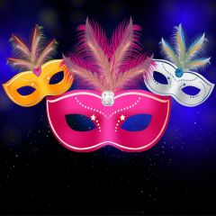 Mask Fur Photography Scenery Backdrop Masquerade Theme Banner IYC-038