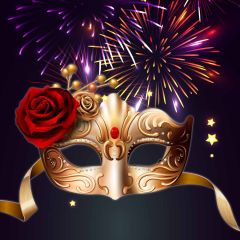 Mask Fur Flower Firework Star Photography Scenery Backdrop Masquerade Theme Banner IYC-041