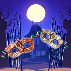 Moon Castle Mask Gate Photography Scenery Backdrop Masquerade Theme Banner IYC-049