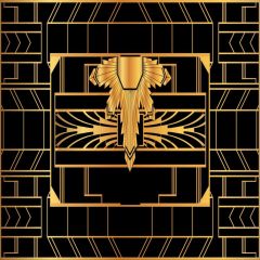 Black Gold Gatsby Style Flower Figure Photography Scenery Backdrop Geometric Theme Banner IYC-052