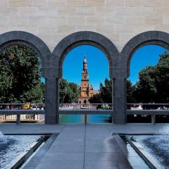 Arch Sea Castle Tree Photography Scenery Backdrop Arches or Pillars Theme Banner IYC-054