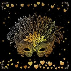 Mask Gold Heart-Shaped Photography Scenery Backdrop Masquerade Theme Banner IYC-066