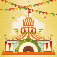 Castle Flag Ribbon Star Photography Scenery Backdrop Circus Show Theme Banner IYC-070