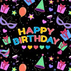 Happy Birthday Star Present Mask Balloon Photography Scenery Backdrop Birthday Party Theme Banner IYC-072