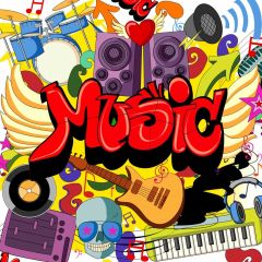 Music Guitar Note Microphone Photography Scenery Backdrop Graffiti Theme Banner IYC-078