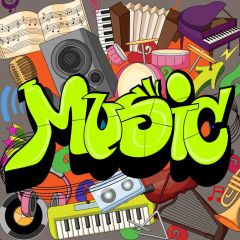 Graffiti Music Note Microphone Book Photography Scenery Backdrop Graffiti Theme Banner IYC-079