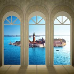 Arch Sea Castle Photography Scenery Backdrop Arches or Pillars Theme Banner IYC-088