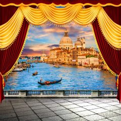 Sea Curtain Boat Castle Photography Scenery Backdrop Ocean Theme Banner IYC-102