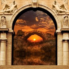 Arch Sunset Plant Photography Scenery Backdrop Arches or Pillars Theme Banner IYC-110