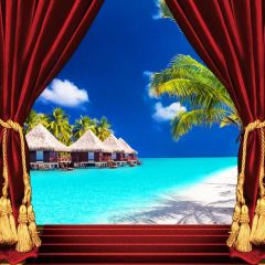 Stage Plant Stairs Curtain Cloud Photography Scenery Backdrop Stage Carpet Theme Banner IYC-113