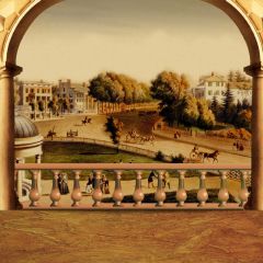 Arch Grass Tree People Carriage Photography Scenery Backdrop Balcony Landscape Theme Banner IYC-124