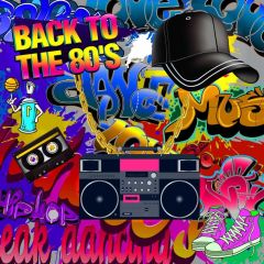 Back To The 80'S Video Letter Cap Photography Scenery Backdrop Graffiti Theme Banner IYC-144