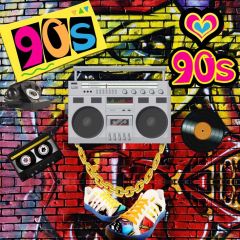 Graffiti 90S Video Heart-Shaped Brick Wall Photography Scenery Backdrop Graffiti Theme Banner IYC-154