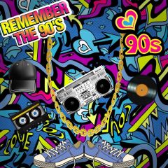 Remember The 90'S Heart-Shaped Photography Scenery Backdrop Graffiti Theme Banner IYC-167