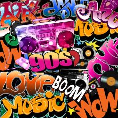 Graffiti 90'S Music Wow Boom Video Photography Scenery Backdrop Graffiti Theme Banner IYC-168