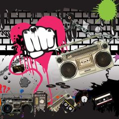 Graffiti Boxing Video Brick Wall Photography Scenery Backdrop Graffiti Theme Banner IYC-171