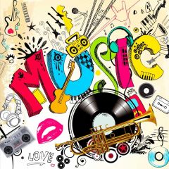 Graffiti Music Cd Note Video Photography Scenery Backdrop Graffiti Theme Banner IYC-173