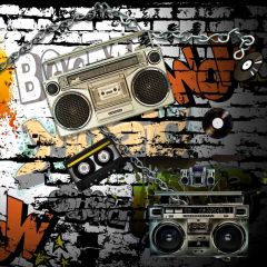 Graffiti Video Brick Wall Photography Scenery Backdrop Graffiti Theme Banner IYC-179