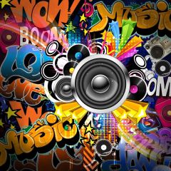 Graffiti Music Boom Microphone Photography Scenery Backdrop Graffiti Theme Banner IYC-187