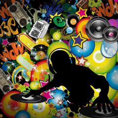 Graffiti Bubble Star Microphone Letter Photography Scenery Backdrop Graffiti Theme Banner IYC-188