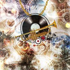 Light Cd Trumpet Photography Scenery Backdrop Graffiti Theme Banner IYC-191