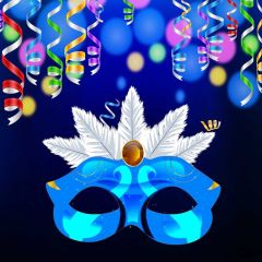 Mask Balloon Fur Ribbon Photography Scenery Backdrop Masquerade Theme Banner IYC-194