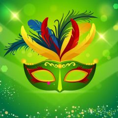 Green Mask Fur Bubble Photography Scenery Backdrop Masquerade Theme Banner IYC-196