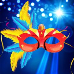 Mask Fur Bubble Blue Photography Scenery Backdrop Masquerade Theme Banner IYC-197