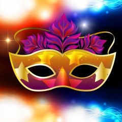 Mask Fur Bubble Gold Photography Scenery Backdrop Masquerade Theme Banner IYC-201