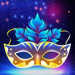 Mask Blue Fur Spot Photography Scenery Backdrop Masquerade Theme Banner IYC-202