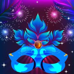 Blue Mask Firework Photography Scenery Backdrop Masquerade Theme Banner IYC-203