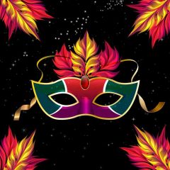 Mask Fur Black Photography Scenery Backdrop Masquerade Theme Banner IYC-204