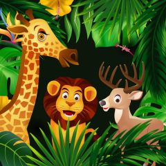 Deer Lion Tree Grass Photography Scenery Backdrop Cartoon Theme Banner IYC-220