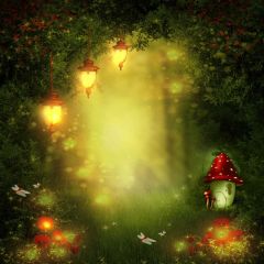 Light Tree Grass Flower Photography Scenery Backdrop Night Theme Banner IYC-221