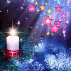Star Candle Grass Light Photography Scenery Backdrop Christmas Theme Banner IYC-223