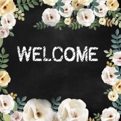Welcome Flower Grass Black Photography Scenery Backdrop Birthday Party Theme Banner IYC-224