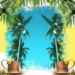 Tree Plant Blue Photography Scenery Backdrop Ocean Theme Banner IYC-226