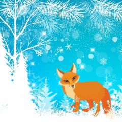 Fox Snow Tree Blue Bubble Photography Scenery Backdrop Cartoon Theme Banner IYC-232