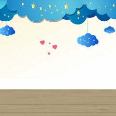 Cloud Heart Floor Star Photography Scenery Backdrop Cartoon Theme Banner IYC-238
